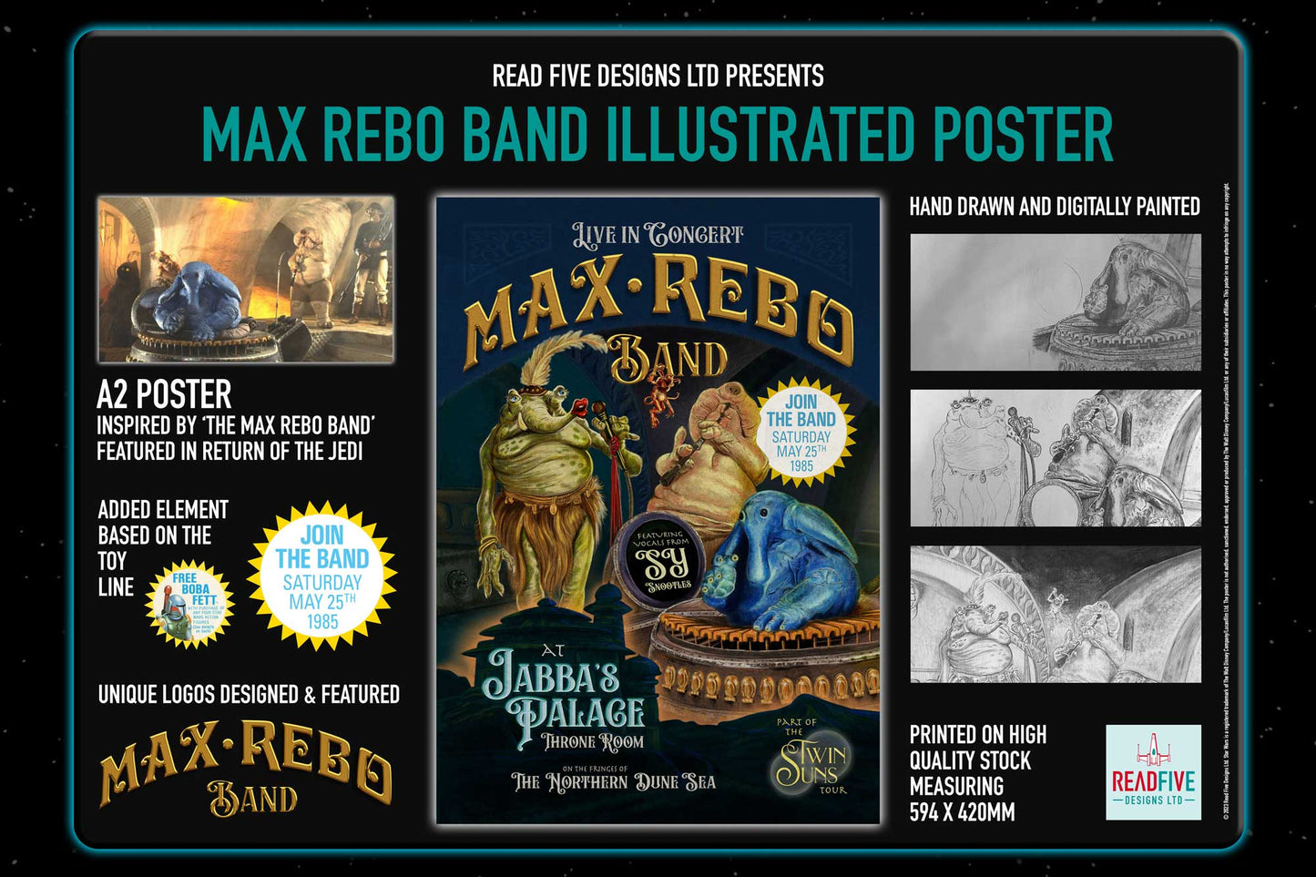 Max Rebo Band A2 Poster + Free Book of Boba Fett Poster*